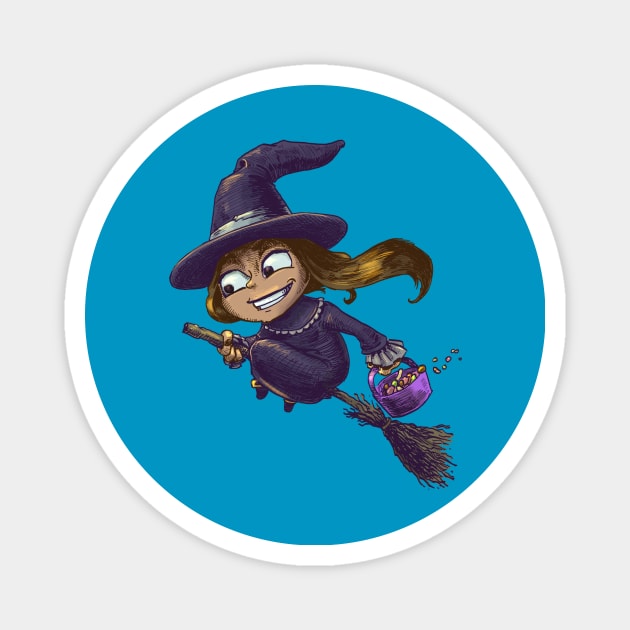 Halloween cute witch trick or treat Magnet by Carlos CD